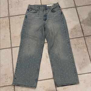 rag & bone Light Blue Studded Straight Leg Jeans